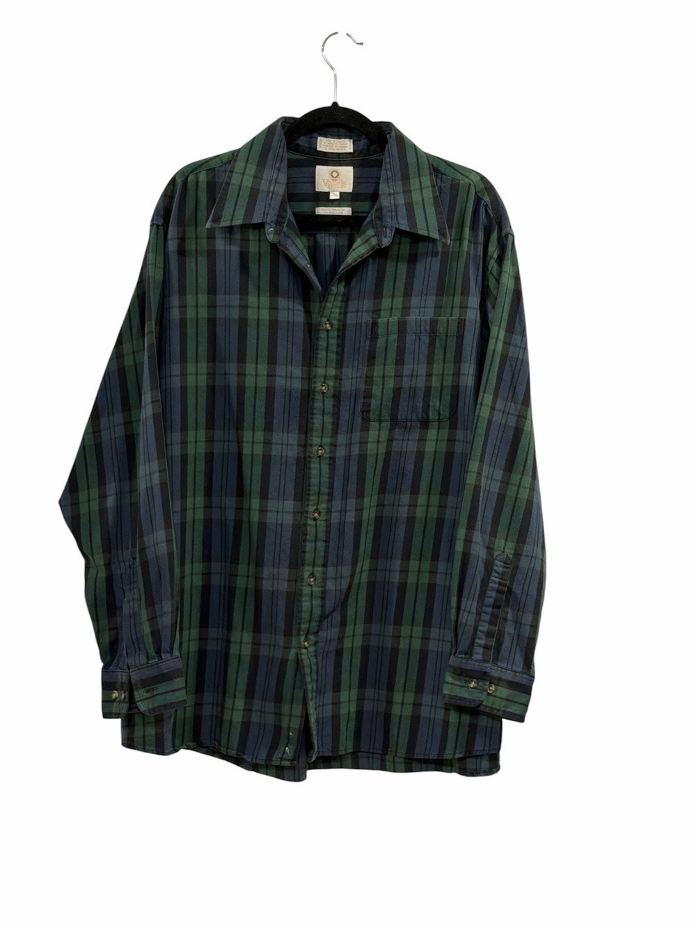 Viyella Green & Navy Plaid Button-Down Shirt